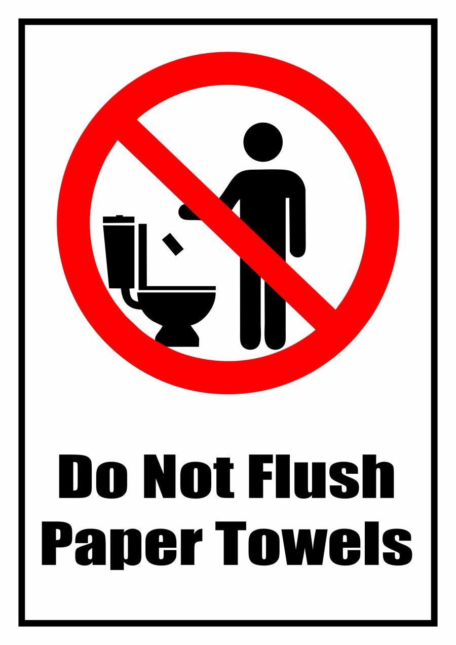 No paper towels in toilet sign - printable for restroom