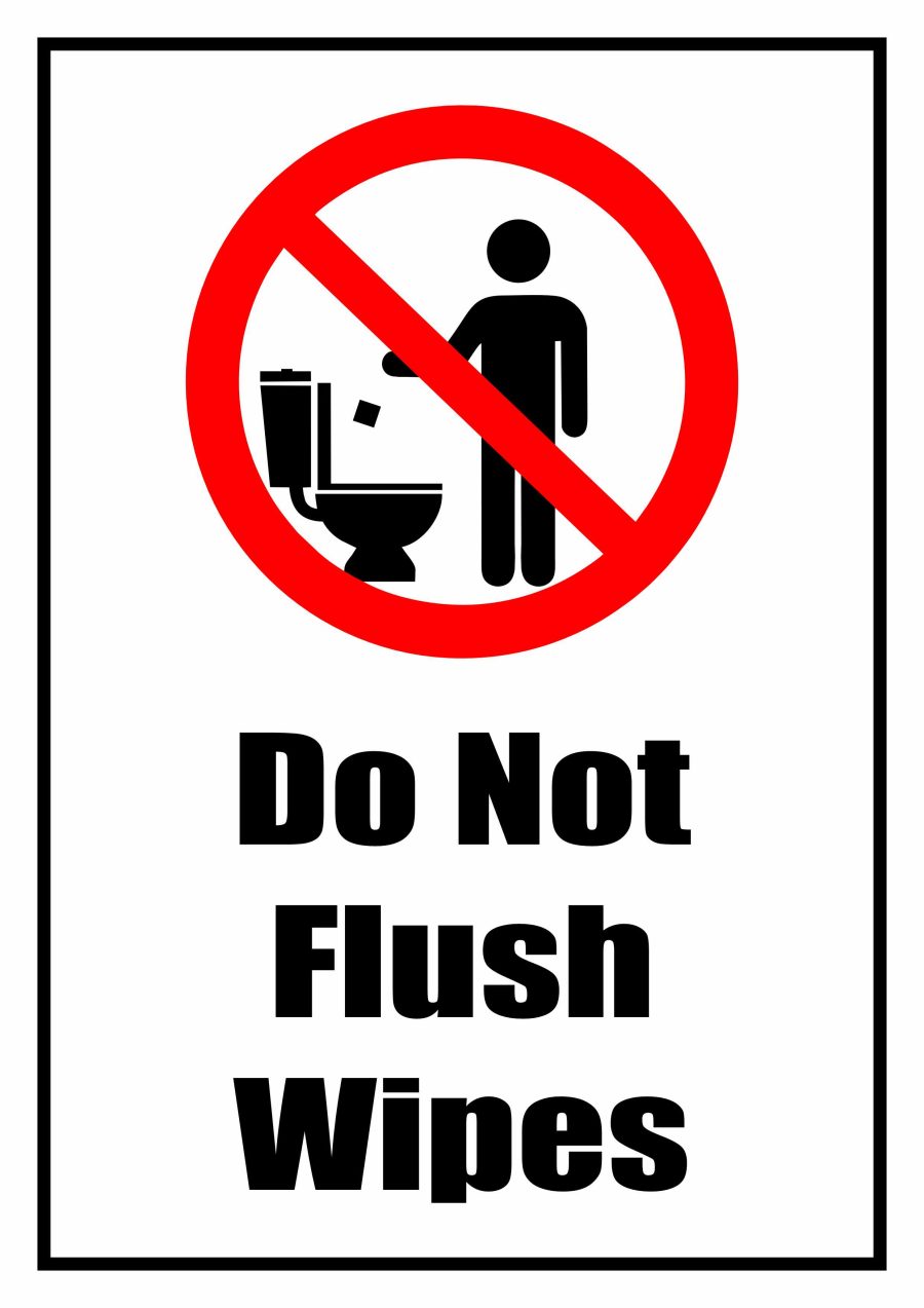 Do not flush wipes sign