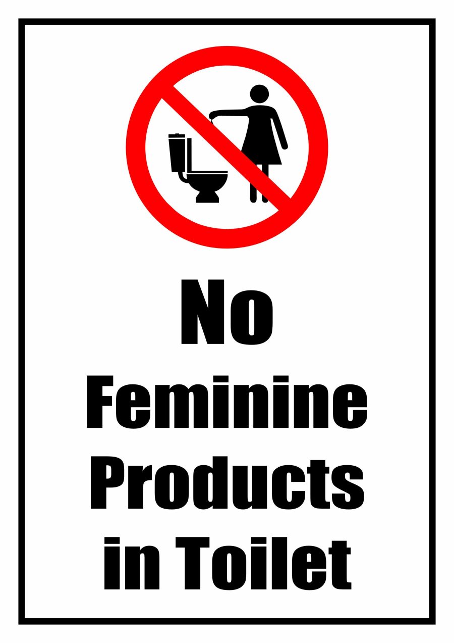 No feminine products in toilet sign - red circle slash symbol
