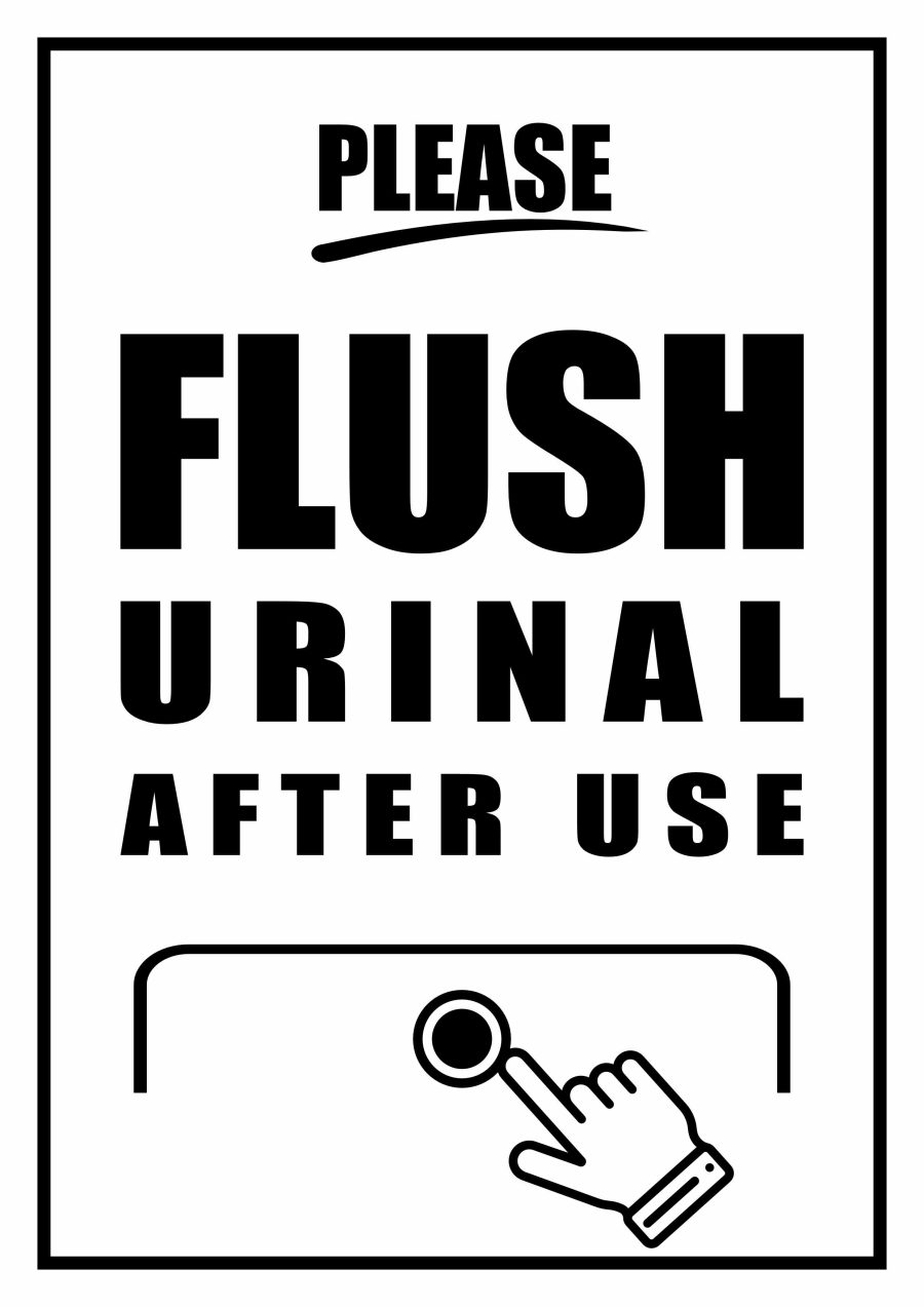 Please flush urinal sign - for men's restroom, free PDF