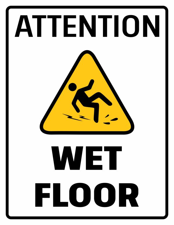 Attention wet floor sign printable: "ATTENTION WET FLOOR" for workplace safety