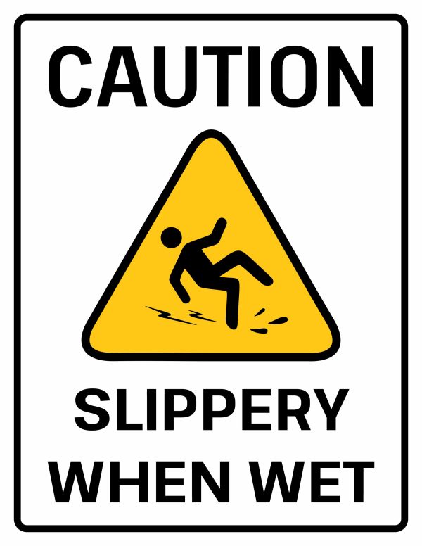 Caution slippery when wet sign printable