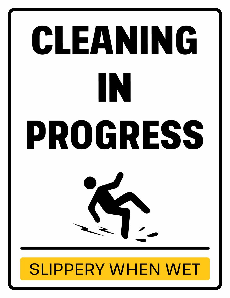 Printable sign with bold "CLEANING IN PROGRESS" text