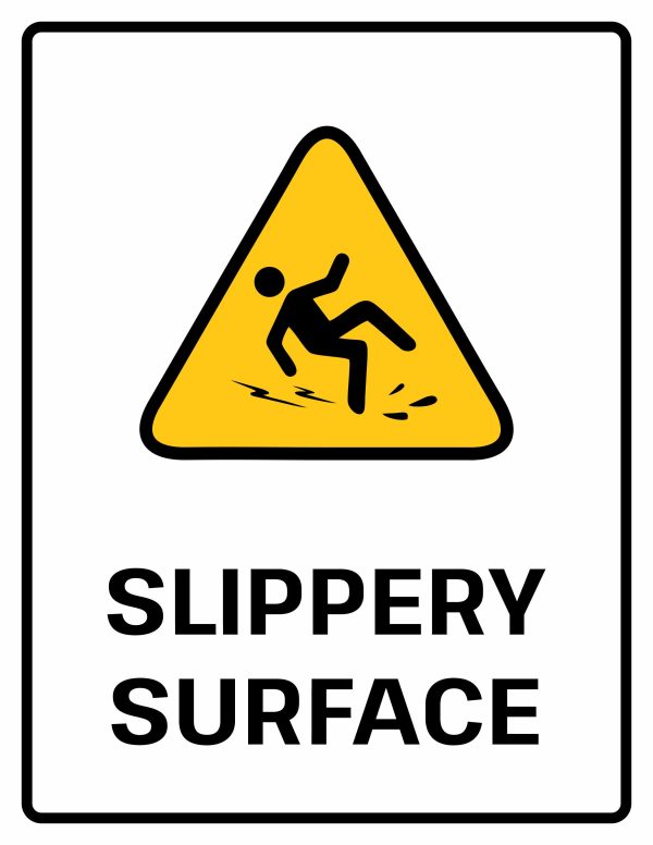 Slippery surface sign: printable PDF with "SLIPPERY SURFACE" text