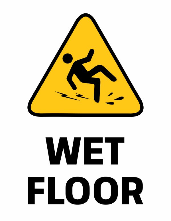 Printable sign with bold "WET FLOOR" text