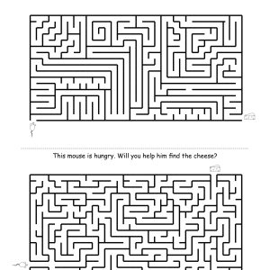 Medium maze for 2nd graders - intricate mouse and cheese path with tricky turns