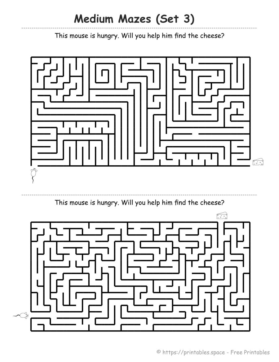 Medium maze for 2nd graders - intricate mouse and cheese path with tricky turns