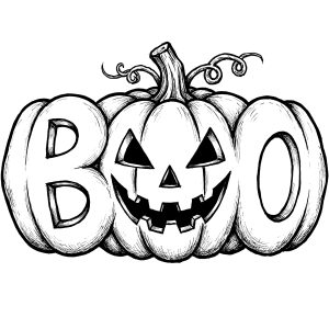 Printable BOO letter pumpkin carving template and painting guide